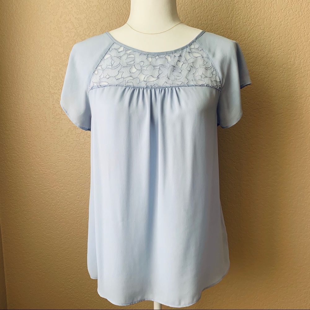 Anthropologie Maeve Floral Lace Short Sleeve Top